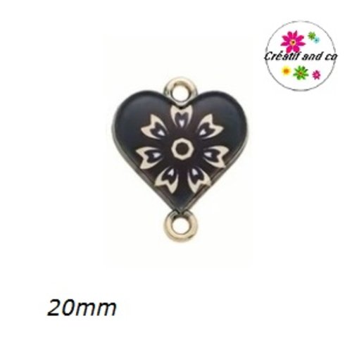 Connecteur coeur émail 20mm