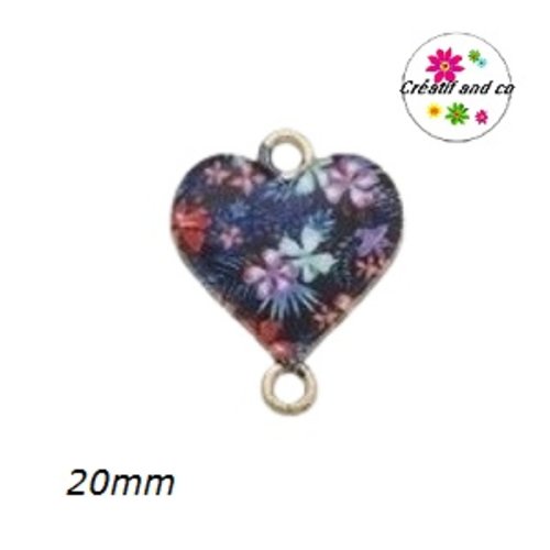 Connecteur coeur émail 20mm