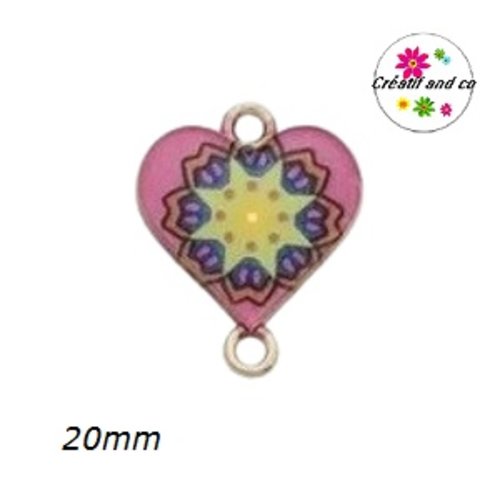 Connecteur coeur émail 20mm