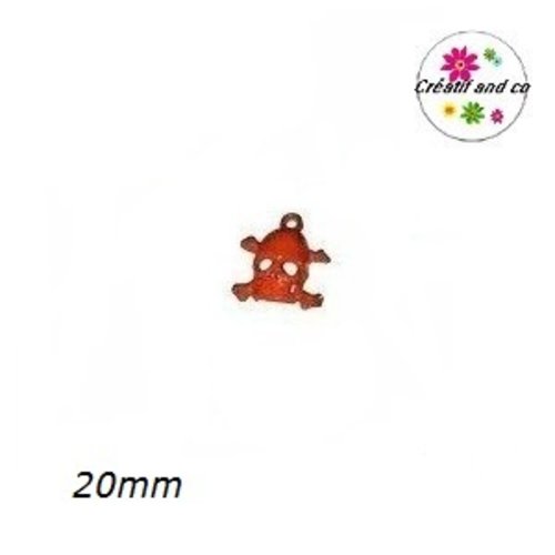 Breloque tête de mort rouge 20mm