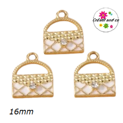 Breloque sac à main blanc 16mm
