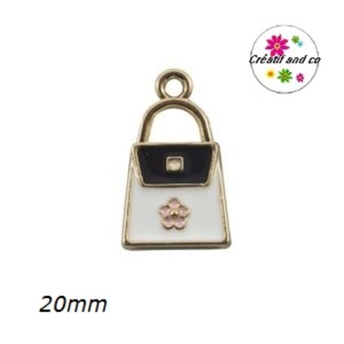 Breloque sac à main noir et blanc 20mm