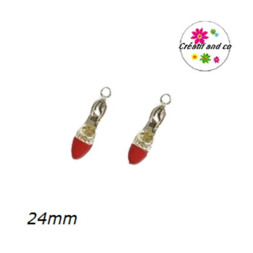 Breloque escarpin doré 3d bout rouge 24mm