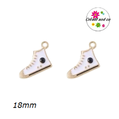 Breloque basket haute blanche émail 18mm