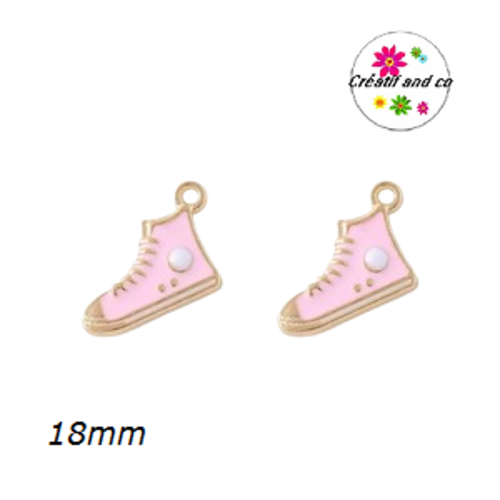 Breloque basket haute rose émail 18mm