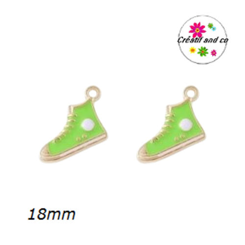 Breloque basket haute verte émail 18mm
