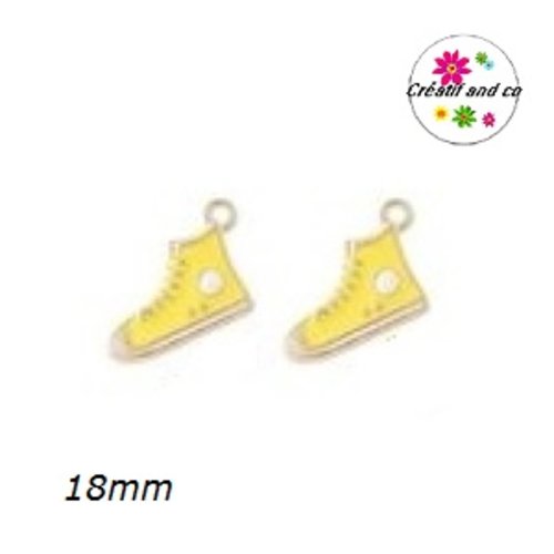 Breloque basket haute jaune émail 18mm