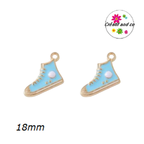 Breloque basket haute bleue claire émail 18mm