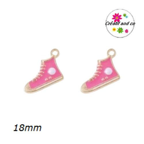 Breloque basket haute fuschia émail 18mm