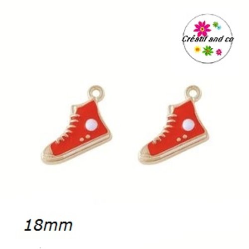 Breloque basket haute rouge émail 18mm