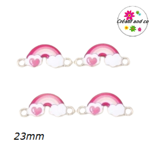 Connecteur nuage kawaii ton rose émail 23mm