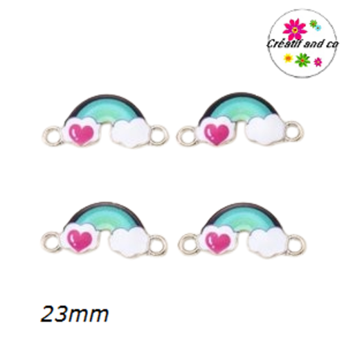 Connecteur nuage kawaii ton vert émail 23mm