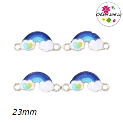Connecteur nuage kawaii ton bleu émail 23mm