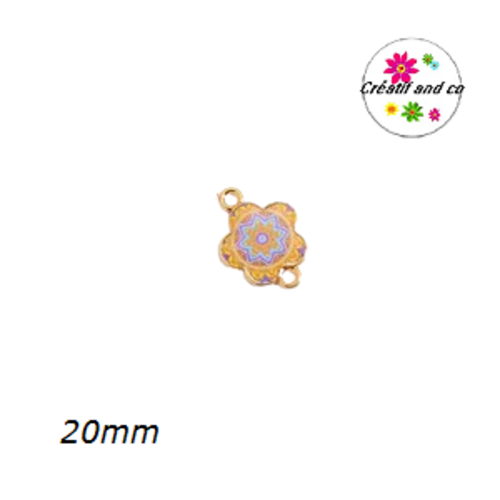 Connecteur fleur mandala émail 20mm