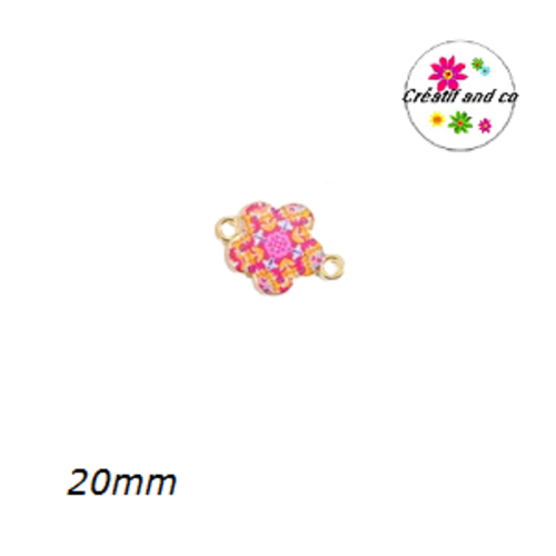 Connecteur fleur mandala émail 20mm