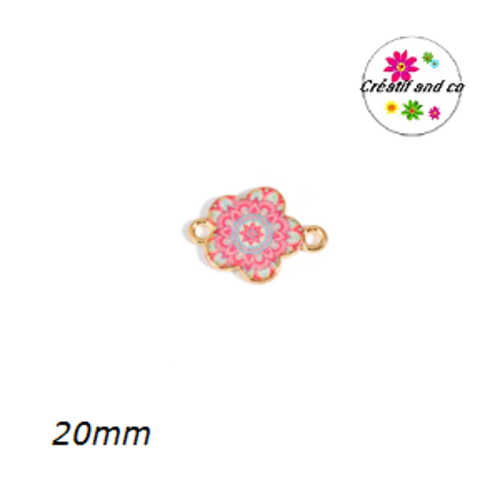 Connecteur fleur mandala émail 20mm