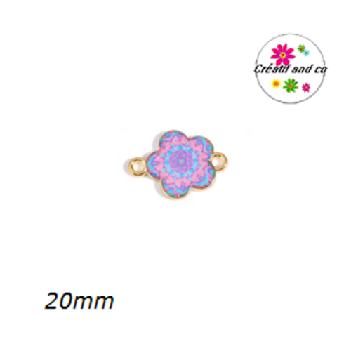 Connecteur fleur mandala émail 20mm