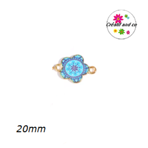Connecteur fleur mandala émail 20mm