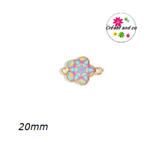 Connecteur fleur mandala émail 20mm