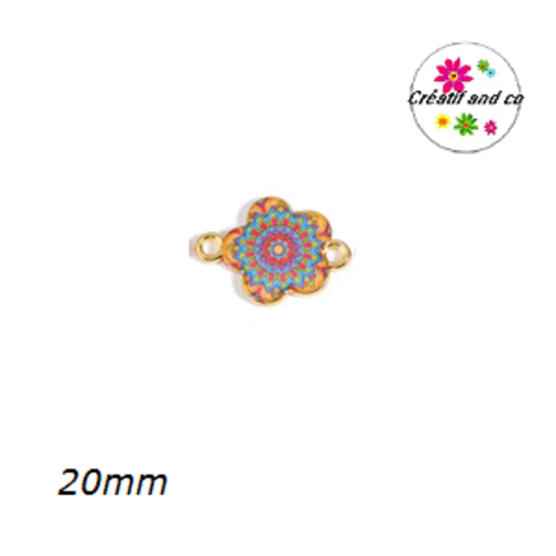 Connecteur fleur mandala émail 20mm