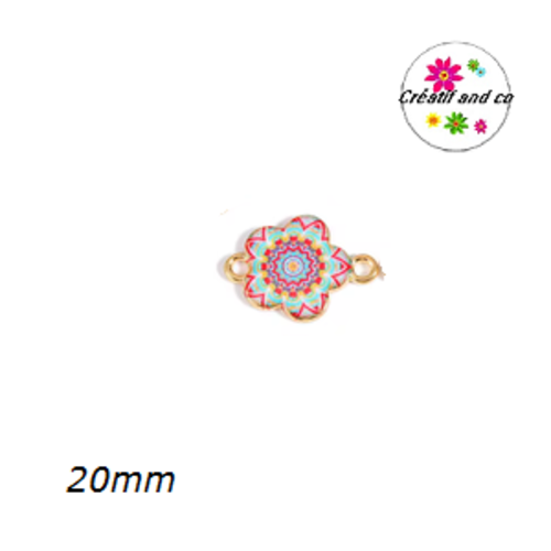 Connecteur fleur mandala émail 20mm