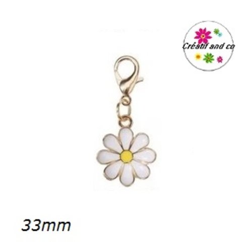 Charm's marguerite blanche émail 33mm
