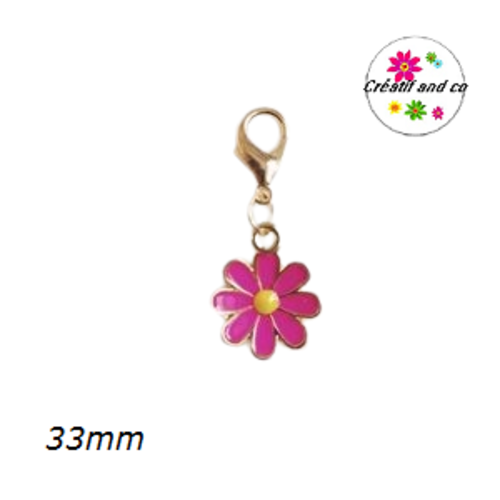 Charm's marguerite fuschia émail 33mm