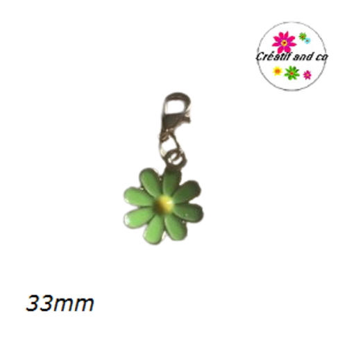 Charm's marguerite verte claire émail 33mm