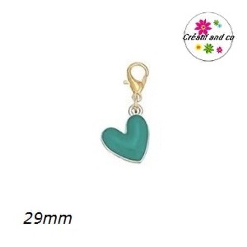 Charm's coeur vert foncé émail 29mm