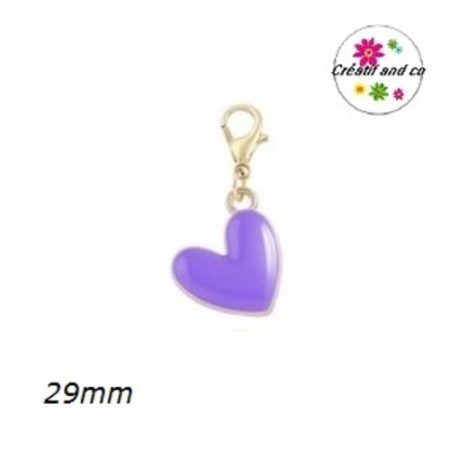 Charm's coeur mauve émail 29mm