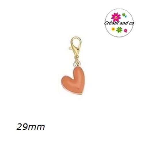 Charm's coeur orange émail 29mm