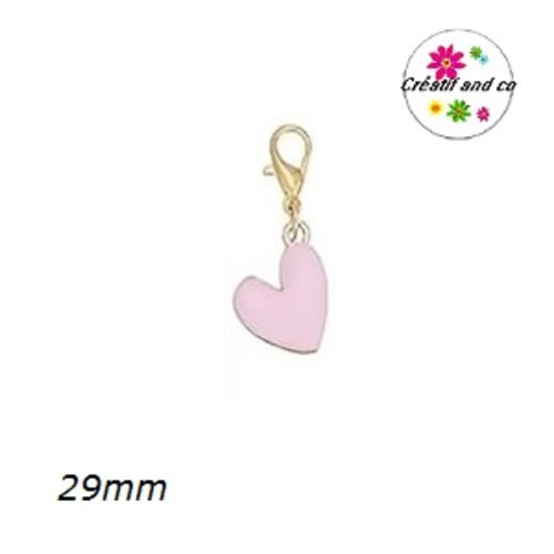 Charm's coeur rose pâle émail 29mm