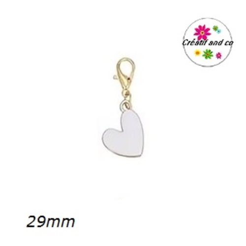Charm's coeur blanc émail 29mm