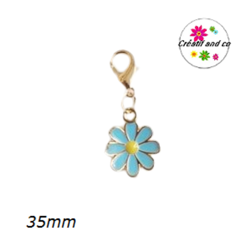 Charm's marguerite bleue claire émail 35mm