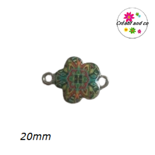 Connecteur fleur mandala coloré émail 20mm