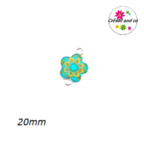Connecteur fleur mandala coloré émail 20mm