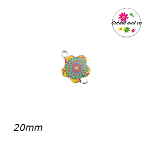 Connecteur fleur mandala émail 20mm