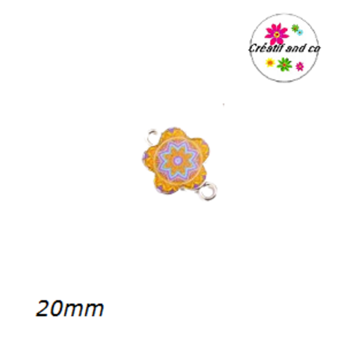 Connecteur fleur mandala émail 20mm