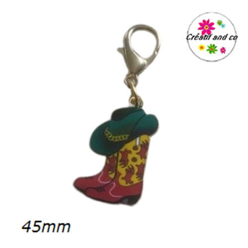 Charm's chapeau et bottes de cowboy far west émail 45mm