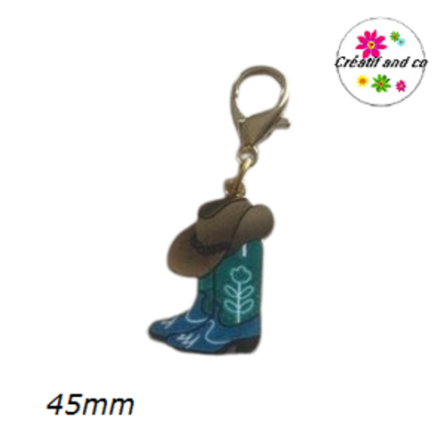 Charm's chapeau et bottes de cowboy far west émail 45mm