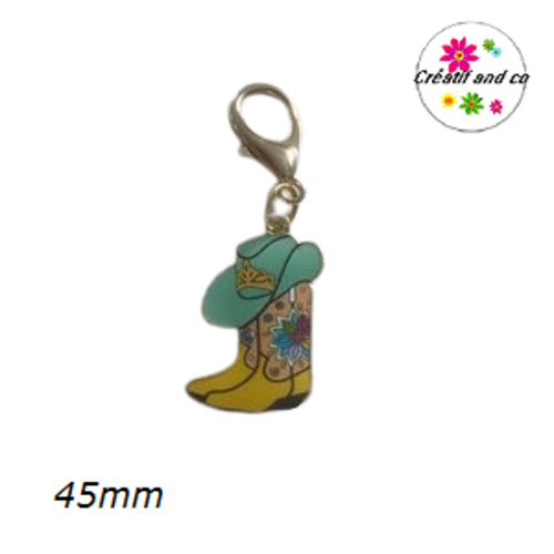 Charm's chapeau et bottes de cowboy far west émail 45mm