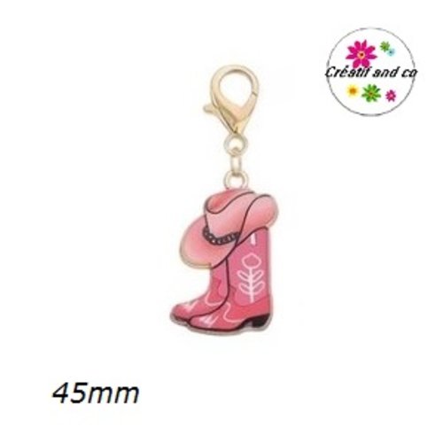 Charm's chapeau et bottes de cowboy far west émail 45mm