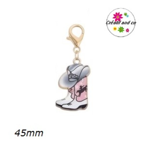 Charm's chapeau et bottes de cowboy far west émail 45mm