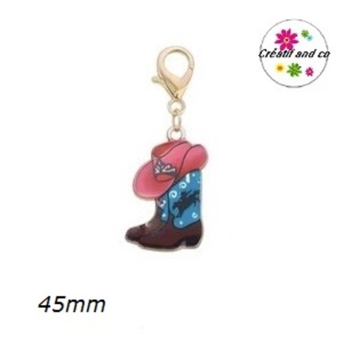 Charm's chapeau et bottes de cowboy far west émail 45mm
