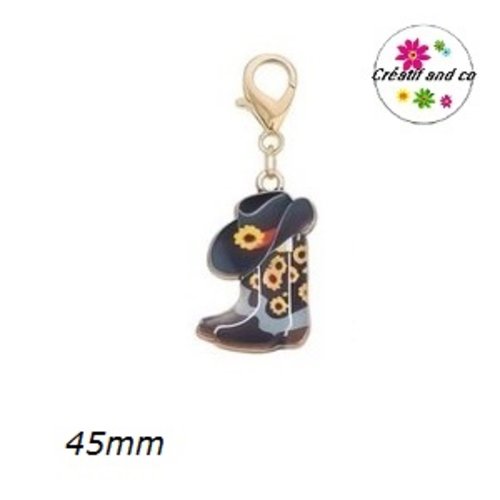 Charm's chapeau et bottes de cowboy far west émail 45mm