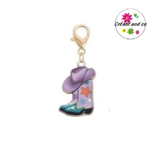 Charm's chapeau et bottes de cowboy far west émail 45mm