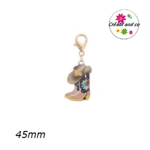 Charm's chapeau et bottes de cowboy far west émail 45mm