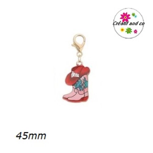 Charm's chapeau et bottes de cowboy far west émail 45mm