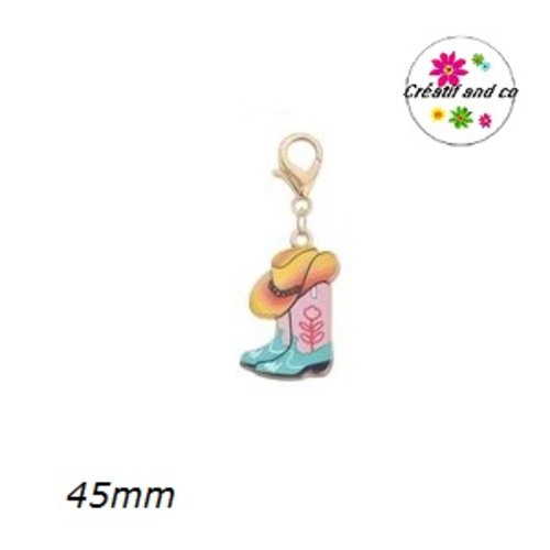 Charm's chapeau et bottes de cowboy far west émail 45mm