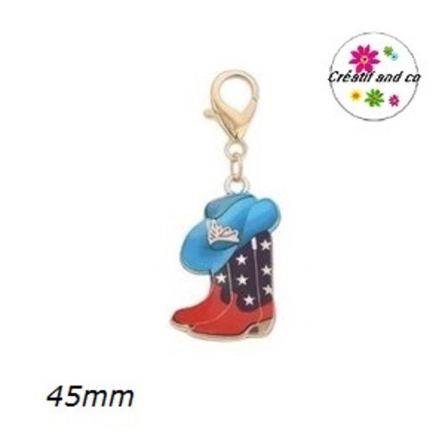 Charm's chapeau et bottes de cowboy far west émail 45mm